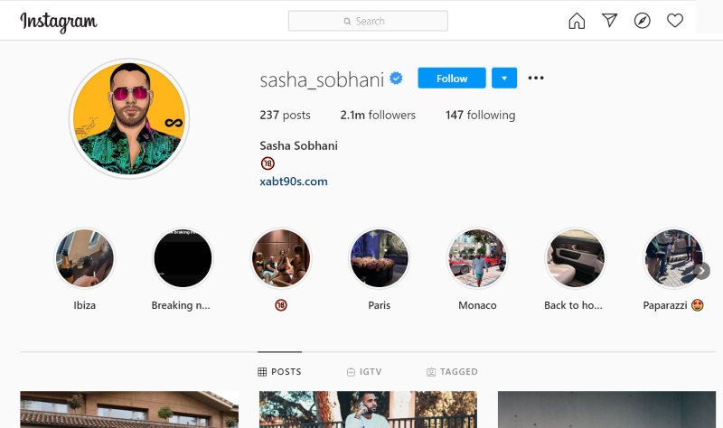 پیج ساشا سبحانی بر خلاف ادعاها باز است!
