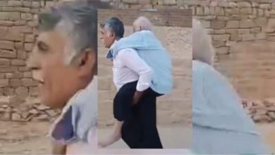 ببینید | حرف‌های پسری که پدر ۱۲۰ساله‌اش را بر دوش به محل اخذ رای برد